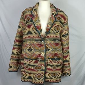 Vintage Womens Tapestry Blazer Aztec Size LT